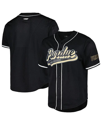 Men's Pro Standard Black Purdue Boilermakers Mesh Full-Button Replica Baseball Jersey