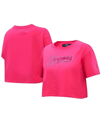 Women's Pro Standard Pink Texas Rangers Triple Boxy Cropped T-shirt