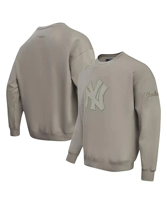Men's Pro Standard Pewter New York Yankees Neutral Drop Shoulder Pullover Sweatshirt