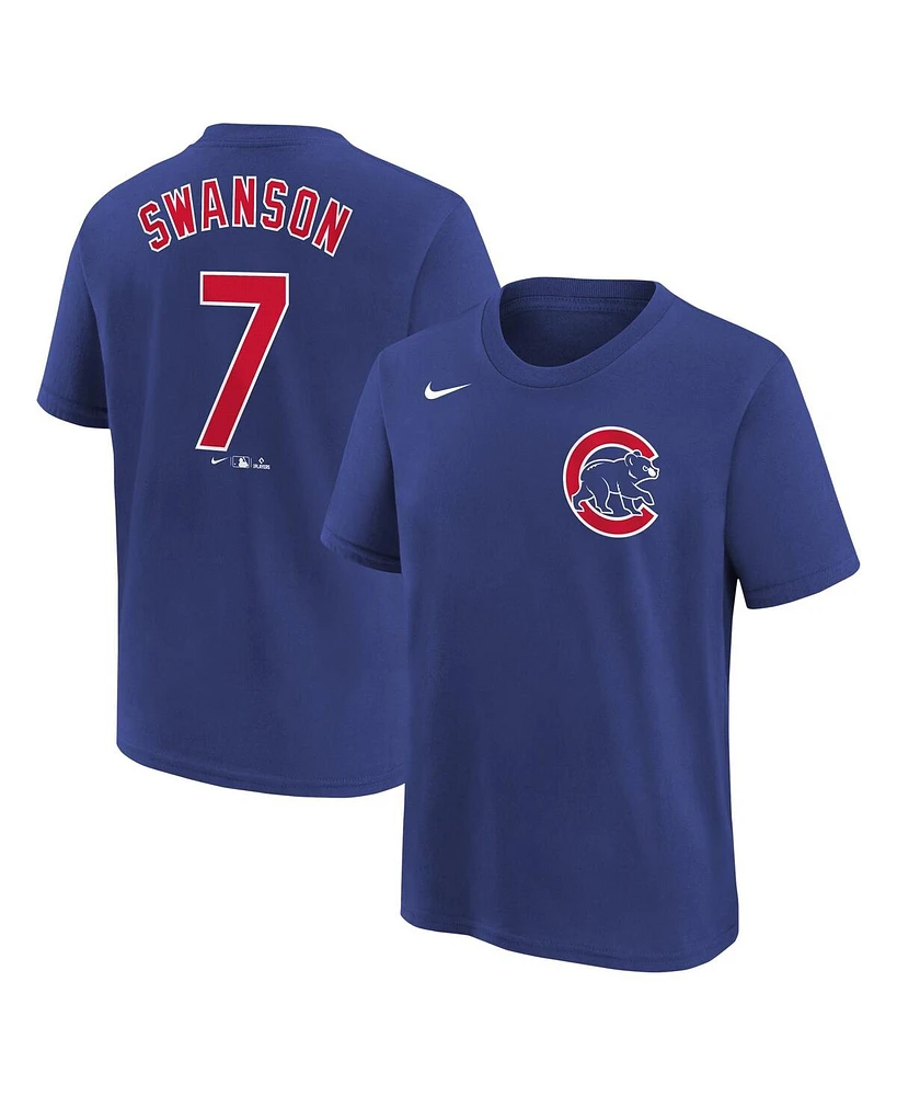 Big Boys Nike Dansby Swanson Royal Chicago Cubs Home Player Name and Number T-shirt