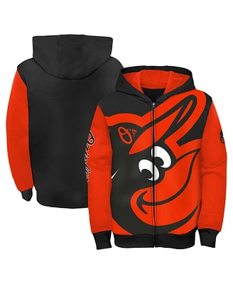 Big Boys Outerstuff Orange, Black Baltimore Orioles Postcard Full-Zip Hoodie Jacket