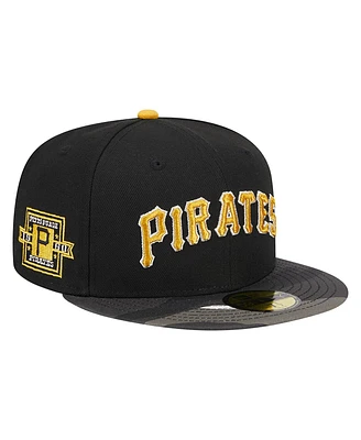 Men's New Era Black Pittsburgh Pirates Metallic Camo 59FIFTY Fitted Hat