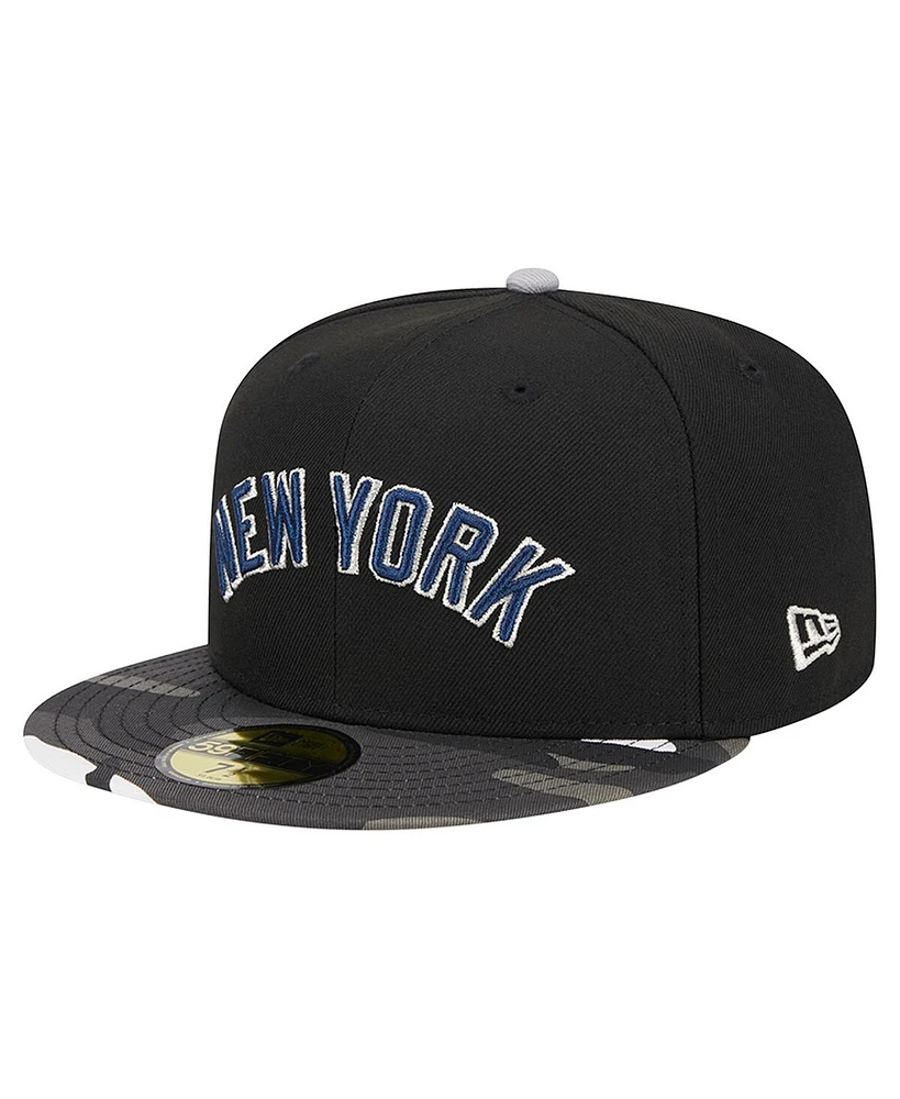 Men's New Era Black York Yankees Metallic Camo 59FIFTY Fitted Hat