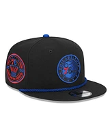 Men's New Era Black Philadelphia 76ers Back Laurels 9FIFTY Snapback Hat