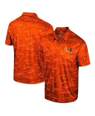 Men's Colosseum Orange Miami Hurricanes Daly Print Polo Shirt
