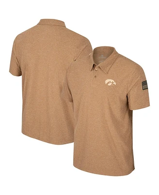 Men's Colosseum Khaki Iowa Hawkeyes Oht Military-Inspired Appreciation Cloud Jersey Desert Polo Shirt