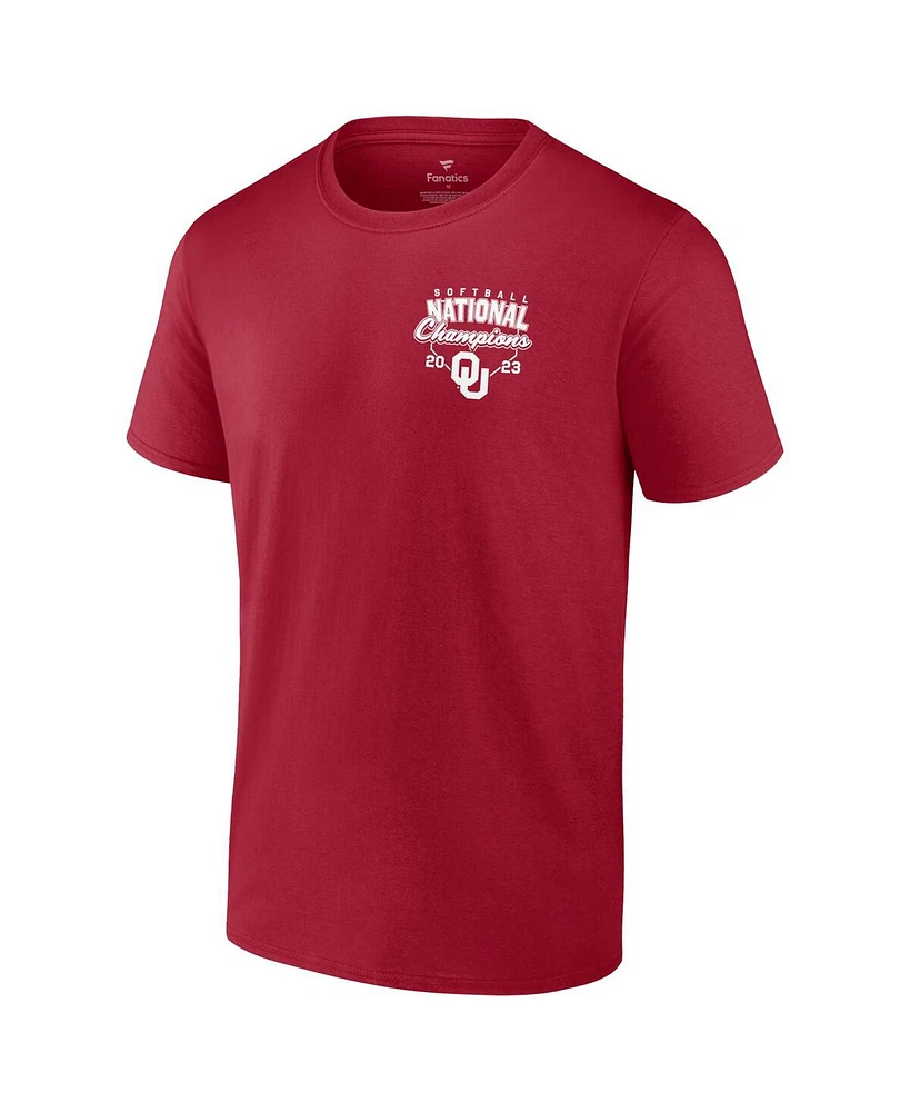Men's and Women's Fanatics Crimson Oklahoma Sooners 2023 Ncaa Softball College World Series Champions Schedule T-shirt