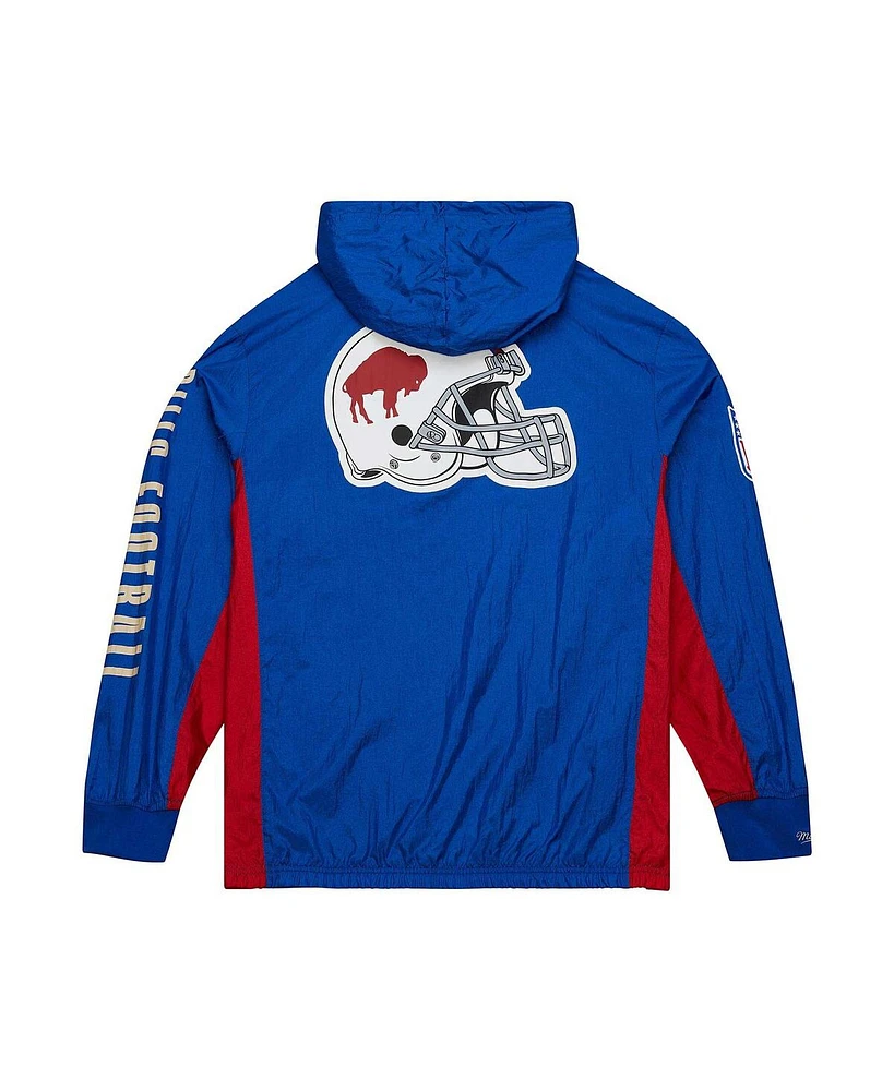 Men's Mitchell & Ness Royal Distressed Buffalo Bills Team Og 2.0 Anorak Vintage-Like Logo Quarter-Zip Windbreaker Jacket