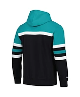 Men's Mitchell & Ness Black, Teal Anaheim Ducks Head Coach Pullover Hoodie
