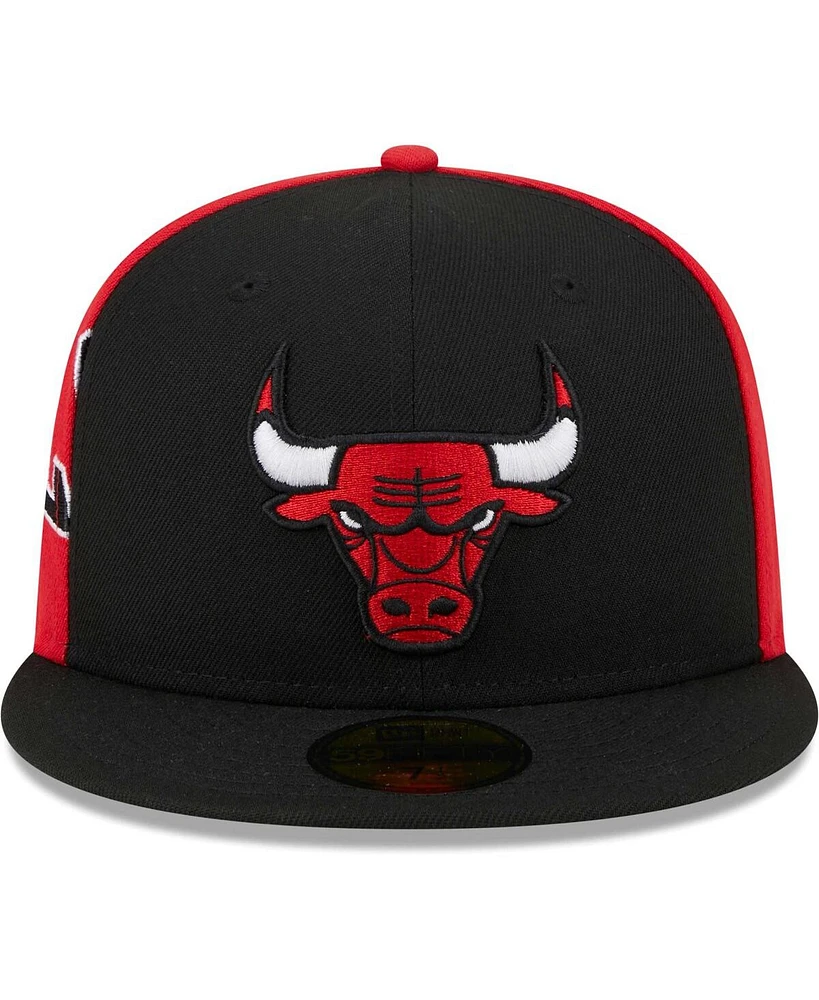 Men's New Era Black, Red Chicago Bulls Gameday Wordmark 59FIFTY Fitted Hat