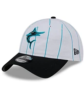 Men's New Era White Miami Marlins 2024 Batting Practice 9TWENTY Adjustable Hat