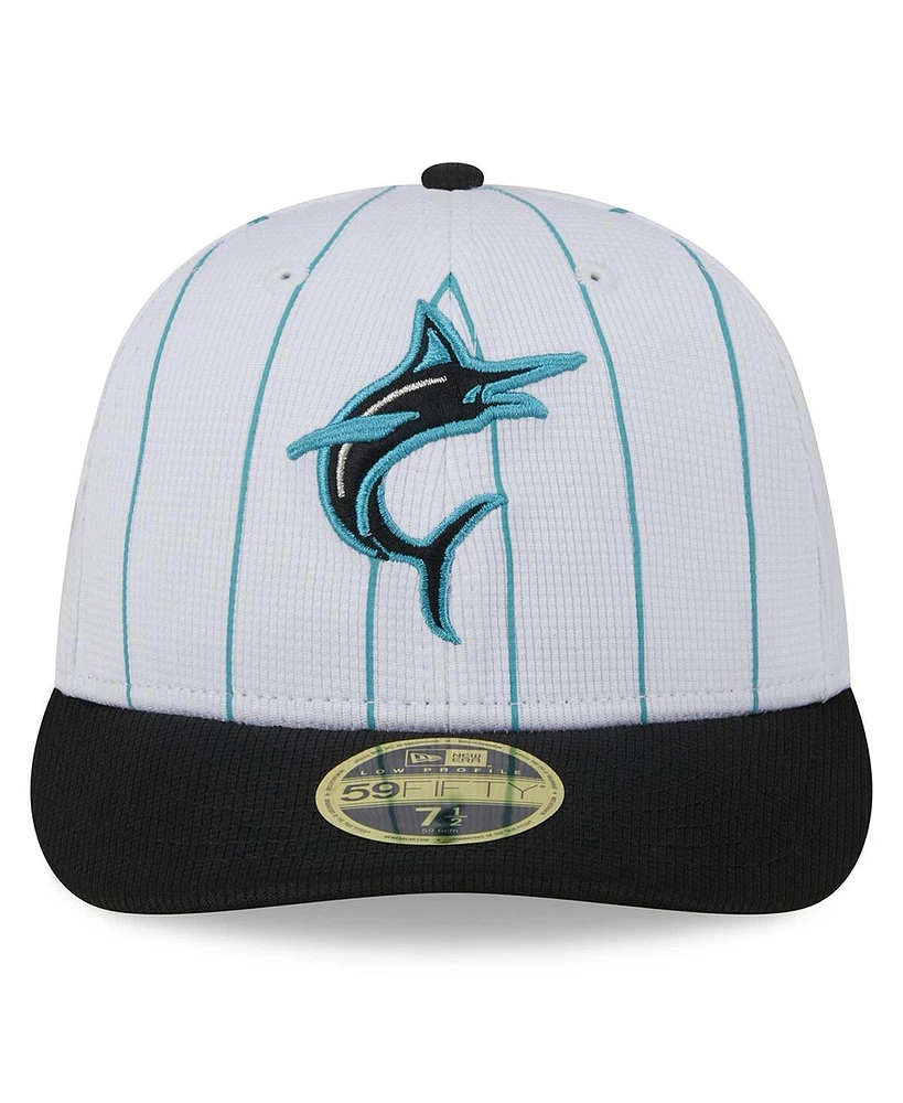 Men's New Era White Miami Marlins 2024 Batting Practice Low Profile 59FIFTY Fitted Hat