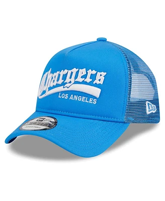 Men's New Era Powder Blue Los Angeles Chargers Caliber Trucker 9FORTY Adjustable Hat