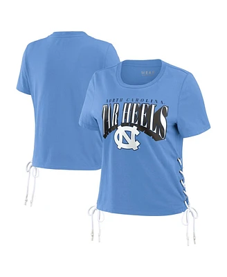 Women's Wear by Erin Andrews Carolina Blue North Tar Heels Side Lace-Up Modest Crop T-shirt