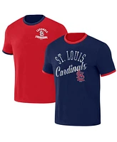 Men's Darius Rucker Collection by Fanatics Red, Navy Distressed St. Louis Cardinals Two-Way Ringer Reversible T-shirt