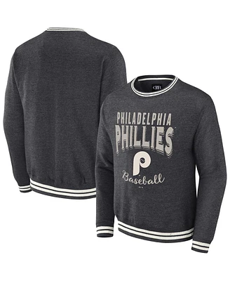 Men's Darius Rucker Collection By Fanatics Heather Charcoal Distressed Philadelphia Phillies Vintage-Like Pullover Sweatshirt