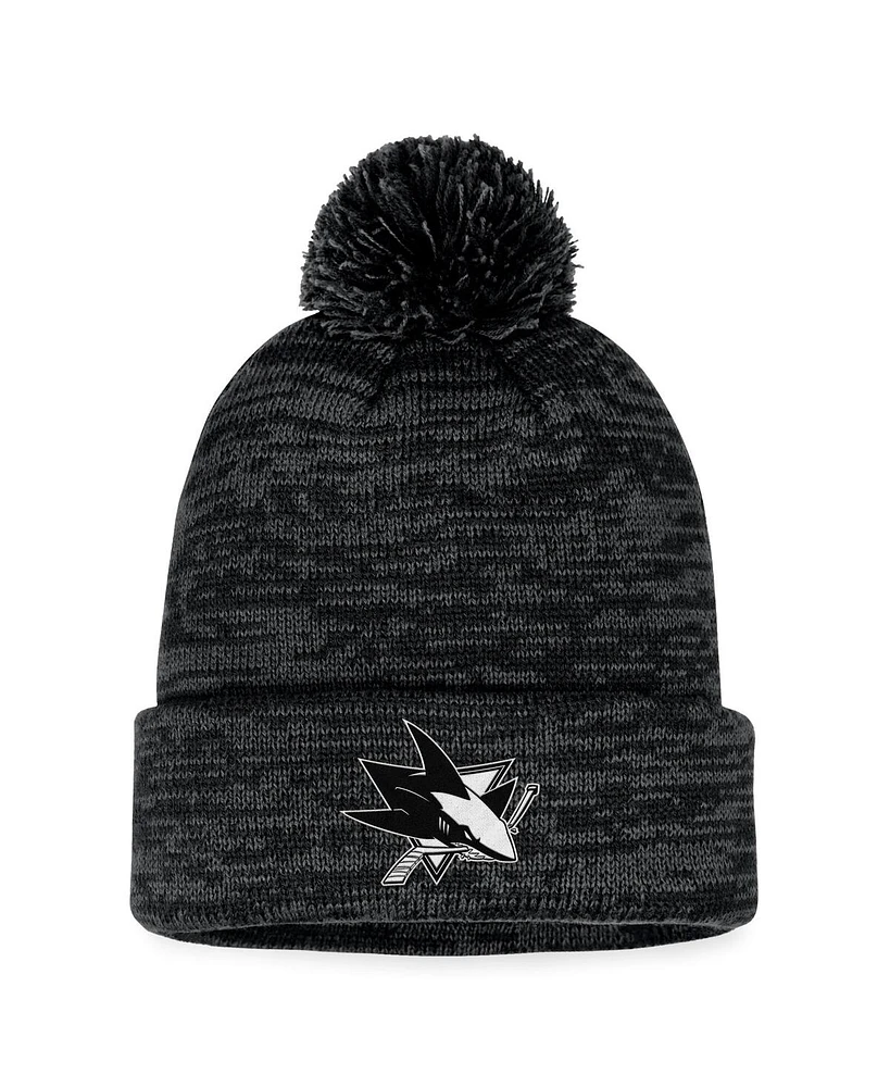 Men's Fanatics Black San Jose Sharks Fundamental Cuffed Knit Hat with Pom