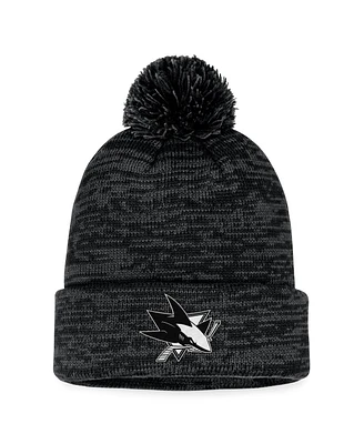 Men's Fanatics Black San Jose Sharks Fundamental Cuffed Knit Hat with Pom