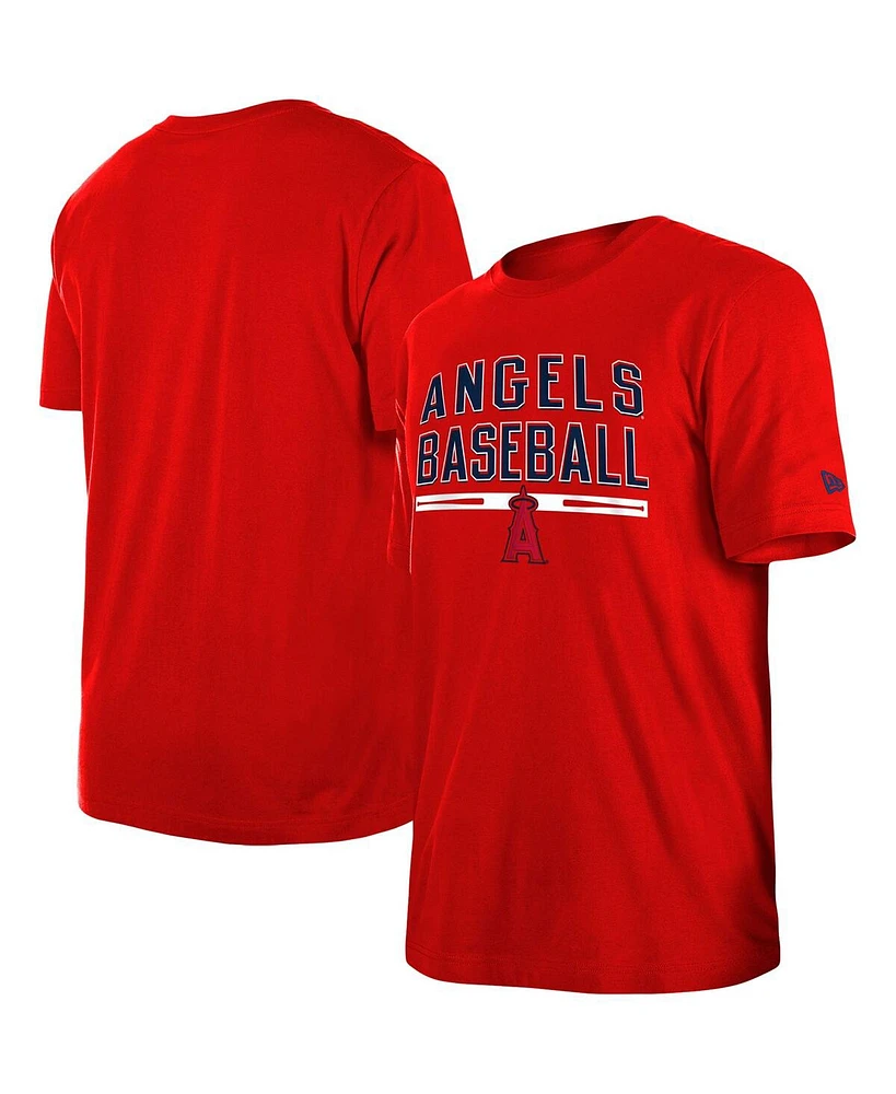 Men's New Era Red Los Angeles Angels Batting Practice T-shirt