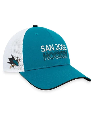 Men's Fanatics Teal San Jose Sharks Authentic Pro Rink Trucker Adjustable Hat