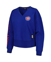 Women's Dkny Sport Royal Chicago Cubs Lily V-Neck Pullover Sweatshirt