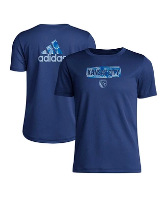 Big Boys adidas Navy Sporting Kansas City Local Pop T-shirt