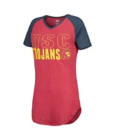 Women's Concepts Sport Cardinal, Charcoal Usc Trojans Raglan V-Neck Nightshirt