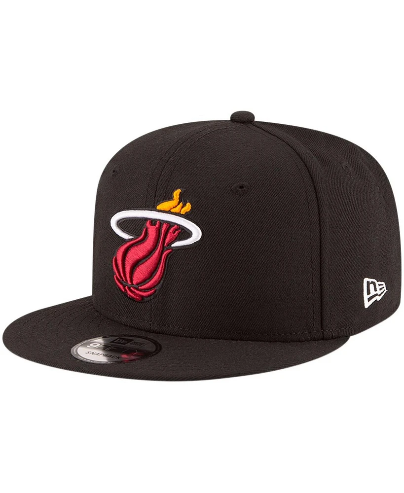 Men's New Era Black Miami Heat Official Team Color 9FIFTY Snapback Hat