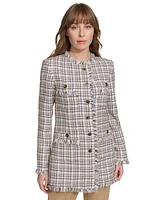 Tommy Hilfiger Women's Tweed Fringe-Trimmed Button-Down Jacket