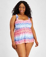 Becca Etc Plus Size Joshua Tree Tie Strap Tankini Top Hipster Bikini Bottoms