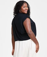 Bar Iii Trendy Plus Size Short-Sleeve Blouson Tee, Created for Macy's