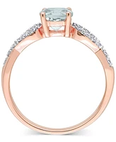 Aquamarine (3/4 ct. t.w.) & Diamond (1/10 Infinity Ring 10k Rose Gold