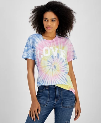 Rebellious One Juniors' Tie-Dye Love Graphic T-Shirt