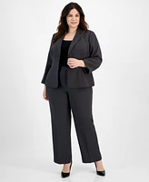 Le Suit Plus Crepe Two-Button Blazer Pantsuit