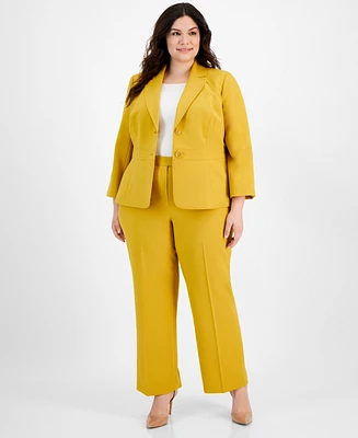 Le Suit Plus Crepe Two-Button Blazer Pantsuit