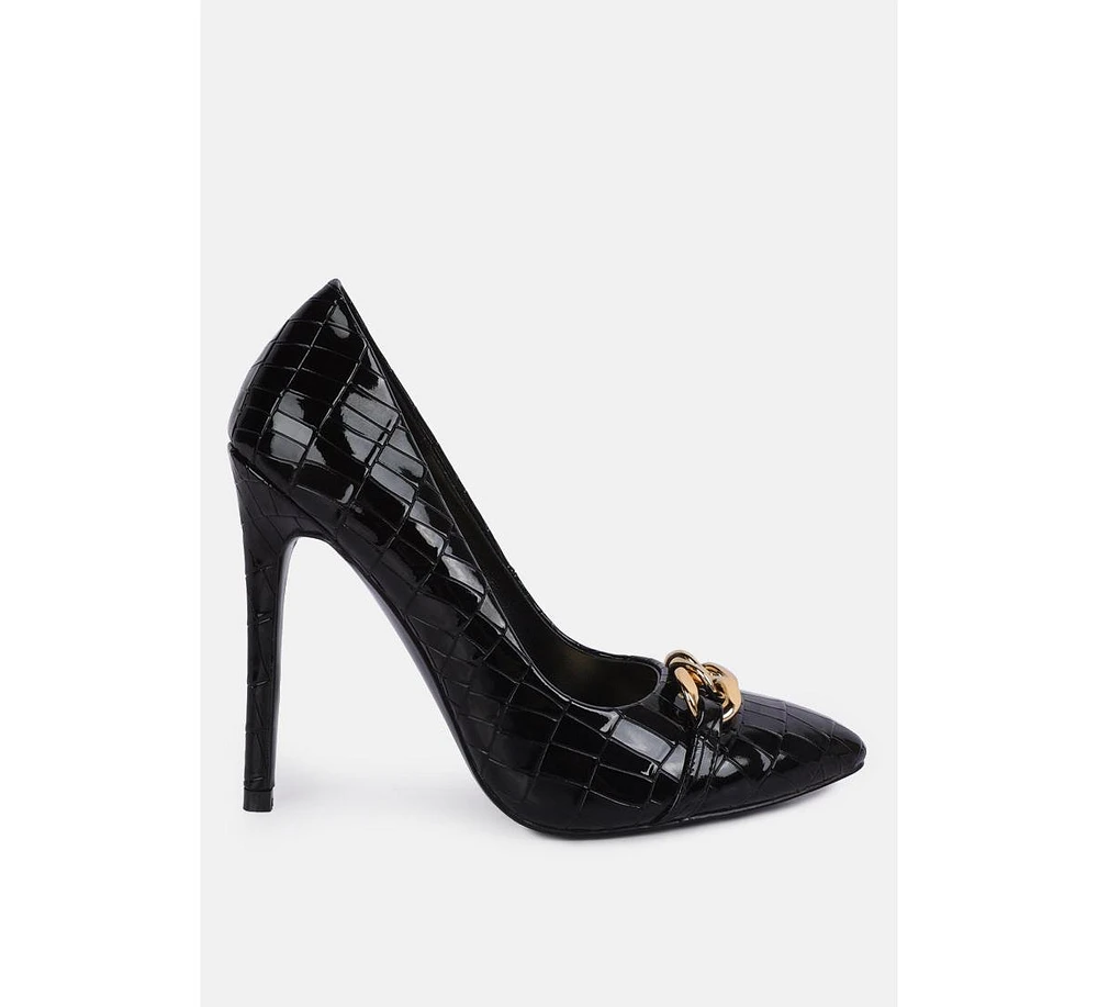 London Rag Fanfare Croc Stiletto Pump Heels