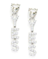 Kleinfeld Faux Stone Heart Imitation Pearl Yes Statement Drop Earrings