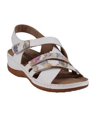 Gc Shoes Women's Dalary Strappy Stay-Put Two-Tone Comfort Flat Sandals