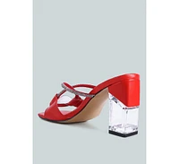 fineapple rhinestone embellished clear sandals