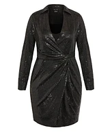 City Chic Women's Sequin Glow Dress