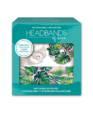 Headbands of Hope Women's Satin Pillowcase + Scrunchie Set - Palm