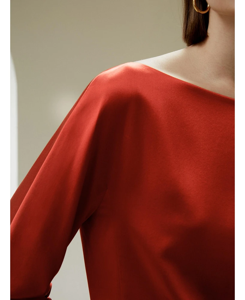 Minimalist Shiny Silk Top for Women