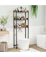 3-Tier Over-The-Toilet Bathroom Shelf Metal Frame Space Saver Rack with 4 Hooks