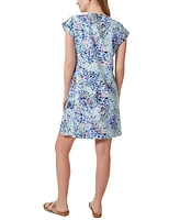 Jones New York Women's Printed Side-Button Cap-Sleeve Swing Dress