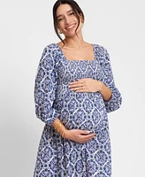 Seraphine Women's Maternity Crepe Shirred Bodice Maxi Dress