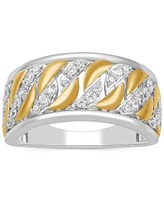 Men's Diamond Chain Link Inspired Ring (1/2 ct. t.w.) in Sterling Silver & 18k Gold-Plate