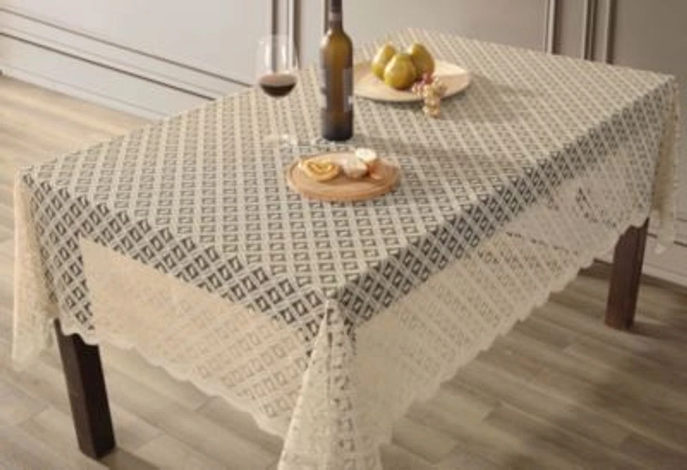Hlc.Me Alona Lace Fabric Tablecloth Lace Fabric Table Cloth For Round Tables Wrinkle Resistant Tablecloth Patterned Scalloped