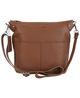 Mancini Pebbled Collection Susan Leather Crossbody Hobo Bag