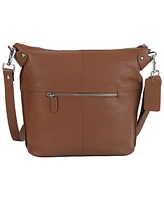 Mancini Pebbled Collection Susan Leather Crossbody Hobo Bag