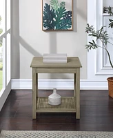 Office Star Cambridge 20" W x 22.25" H Square Wooden Accent Side Table in Bone Finish